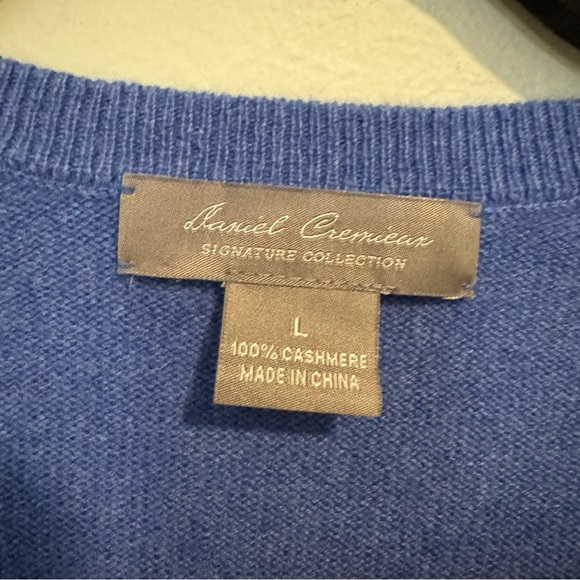 Daniel Cremieux Men's Blue V-Neck Cashmere Sweater L - Picture 3 of 3